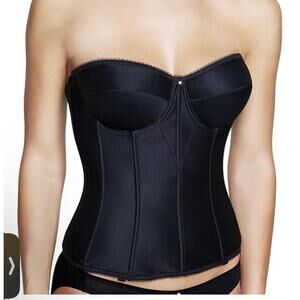 NEW Dominique Juliette Satin Corset size 44D color Black Long-Line Bustier Goth
